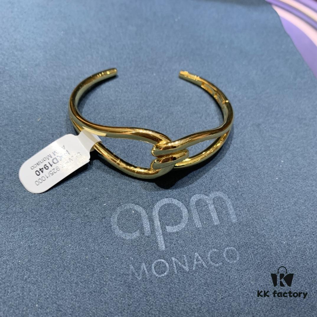A Family Monaco New Arrival Twisted Knot Open Bangle Bracelet for Women, Gold-Tone Geometric Jewelry in European and American Style, Perfect Gift for Girlfriend