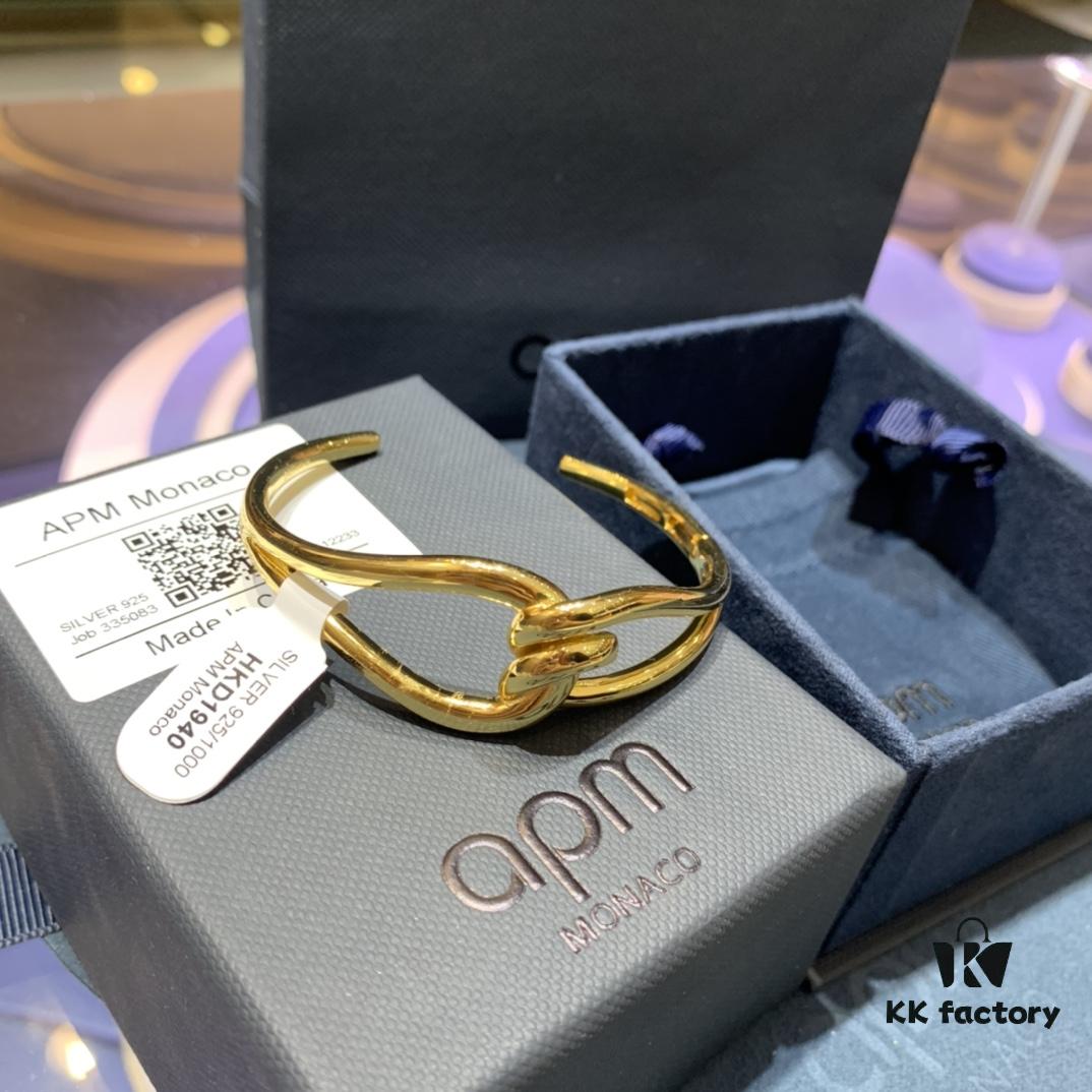 A Family Monaco New Arrival Twisted Knot Open Bangle Bracelet for Women, Gold-Tone Geometric Jewelry in European and American Style, Perfect Gift for Girlfriend