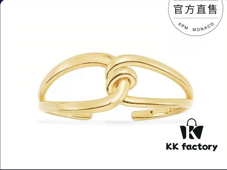 A Family Monaco New Arrival Twisted Knot Open Bangle Bracelet for Women, Gold-Tone Geometric Jewelry in European and American Style, Perfect Gift for Girlfriend