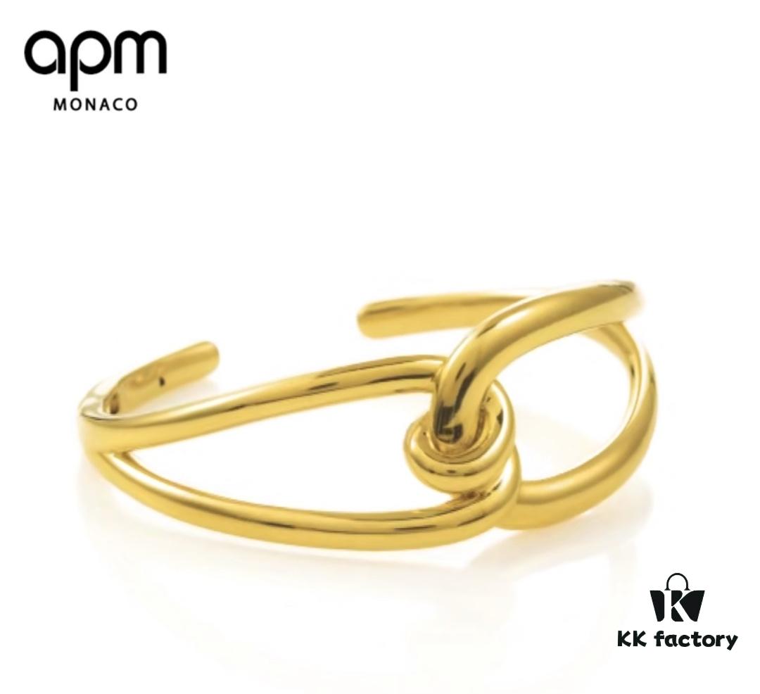 A Family Monaco New Arrival Twisted Knot Open Bangle Bracelet for Women, Gold-Tone Geometric Jewelry in European and American Style, Perfect Gift for Girlfriend