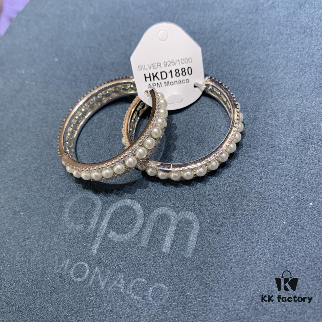 A Brand Monaco New Arrival Freshwater Pearl Hoop Earrings for Women, Elegant and Trendy European-American Style Influencer Earrings