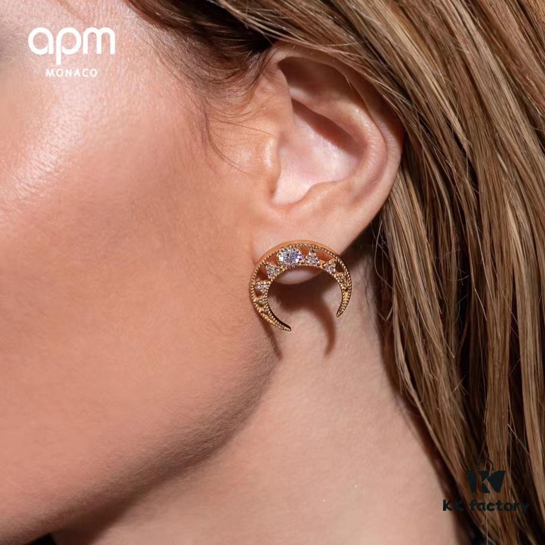 APM April New Arrival, Crescent Moon Hollow-Out Earrings, Dreamy and Exquisite