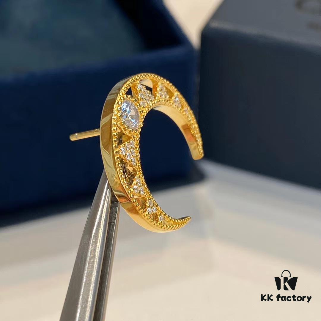 APM April New Arrival, Crescent Moon Hollow-Out Earrings, Dreamy and Exquisite