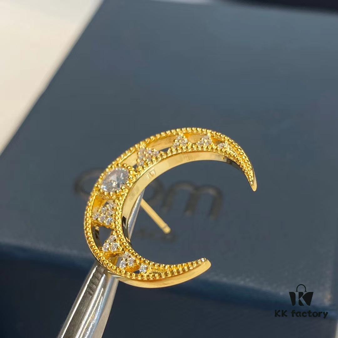 APM April New Arrival, Crescent Moon Hollow-Out Earrings, Dreamy and Exquisite