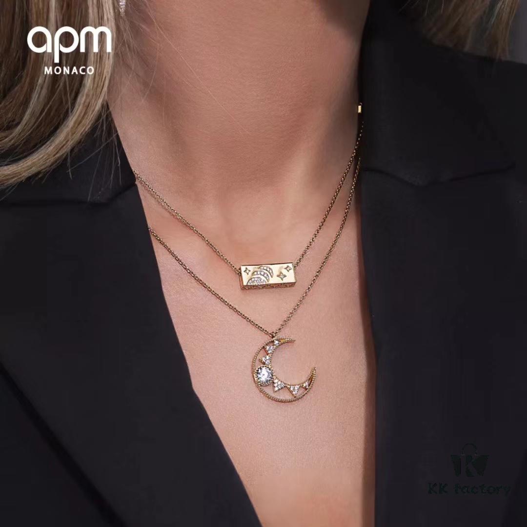 APM Dreamy Crescent Moon Choker Necklace, Hollow-Out Crescent Design, Elegant and Romantic