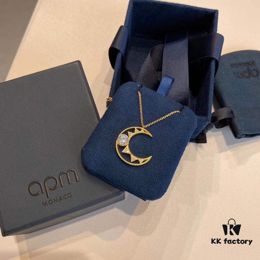 APM Dreamy Crescent Moon Choker Necklace, Hollow-Out Crescent Design, Elegant and Romantic