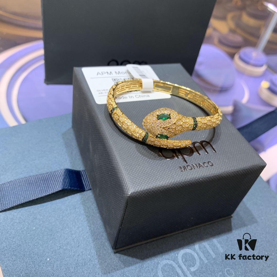 A Family Monaco New Arrival Guardian Spirit Snake Open Silver Bracelet for Women, Unique Design Personalized Snake-Shaped Hand Jewelry