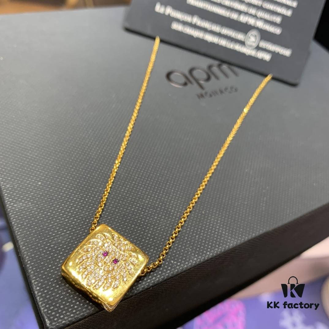 A Family Monaco New Arrival Square Guardian Leo Necklace for Women, Minimalist Boutique Little Lion Collarbone Chain