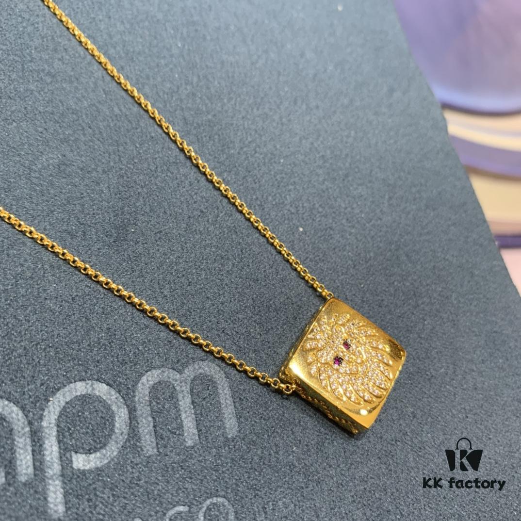 A Family Monaco New Arrival Square Guardian Leo Necklace for Women, Minimalist Boutique Little Lion Collarbone Chain