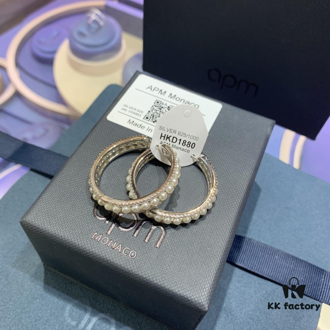 A Brand Monaco New Arrival Freshwater Pearl Hoop Earrings for Women, Elegant and Trendy European-American Style Influencer Earrings