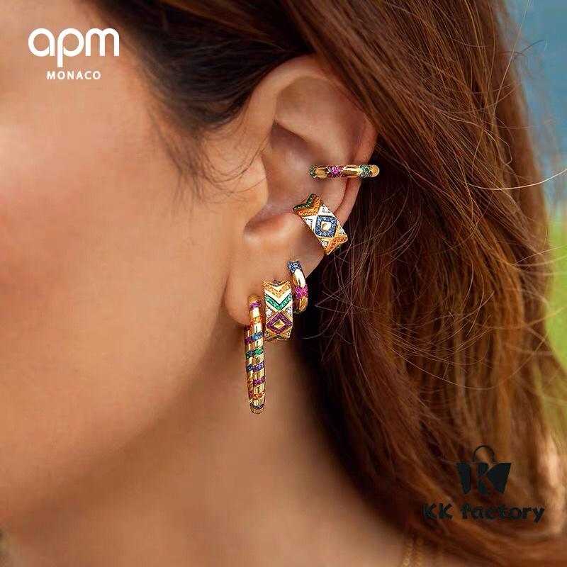 APM Monaco Colorful Geometric Small Earrings for Women, Fashionable and Exquisitely Designed Ear Accessories Perfect for Winter