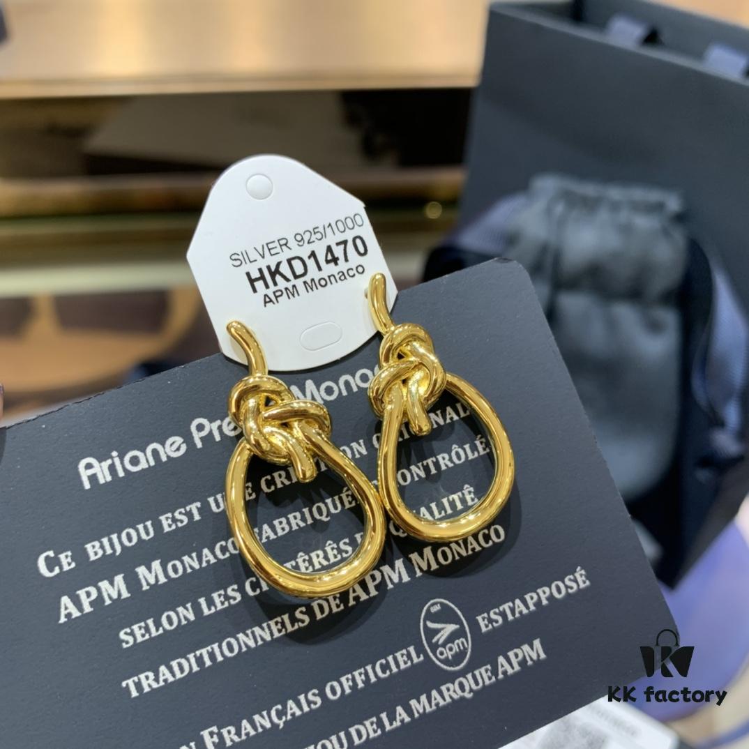 A-Monaco New Arrival Tangled Knot Earrings for Women, Stylish Gold Geometric Studs, Fashionable European and American Ins Style Ear Accessories