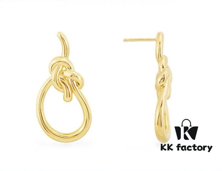 A-Monaco New Arrival Tangled Knot Earrings for Women, Stylish Gold Geometric Studs, Fashionable European and American Ins Style Ear Accessories