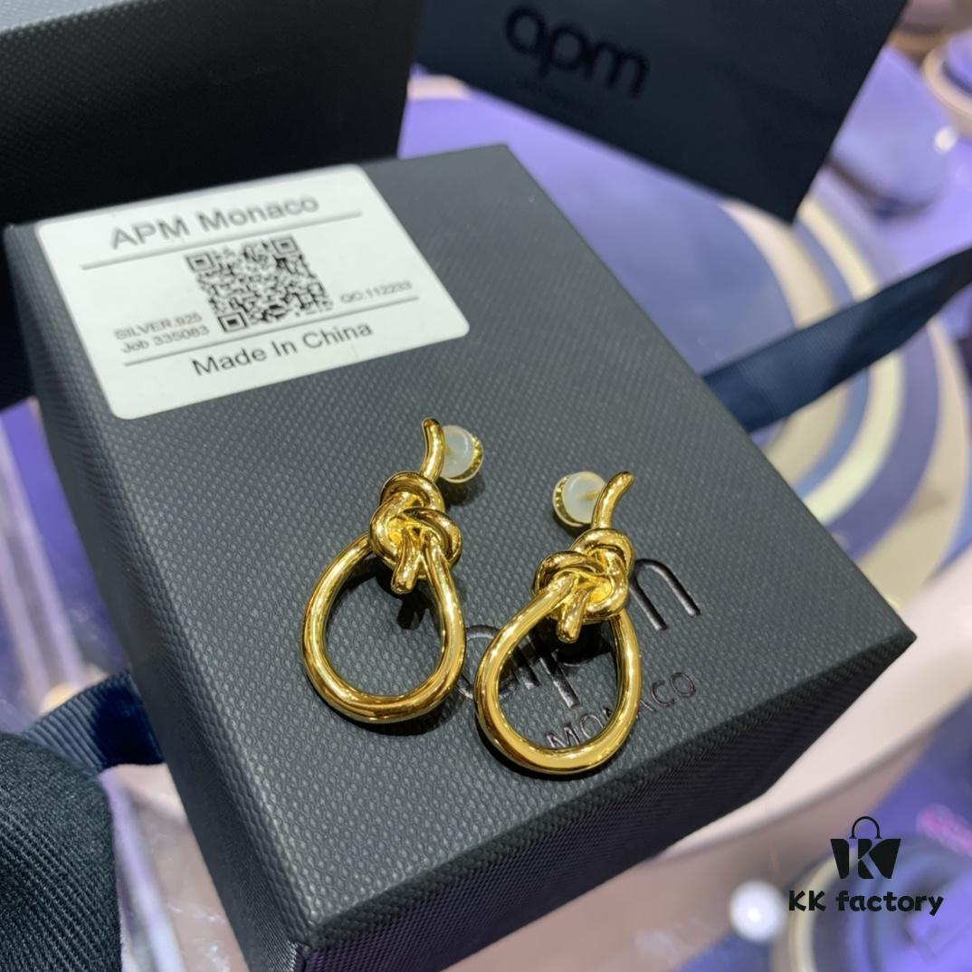 A-Monaco New Arrival Tangled Knot Earrings for Women, Stylish Gold Geometric Studs, Fashionable European and American Ins Style Ear Accessories