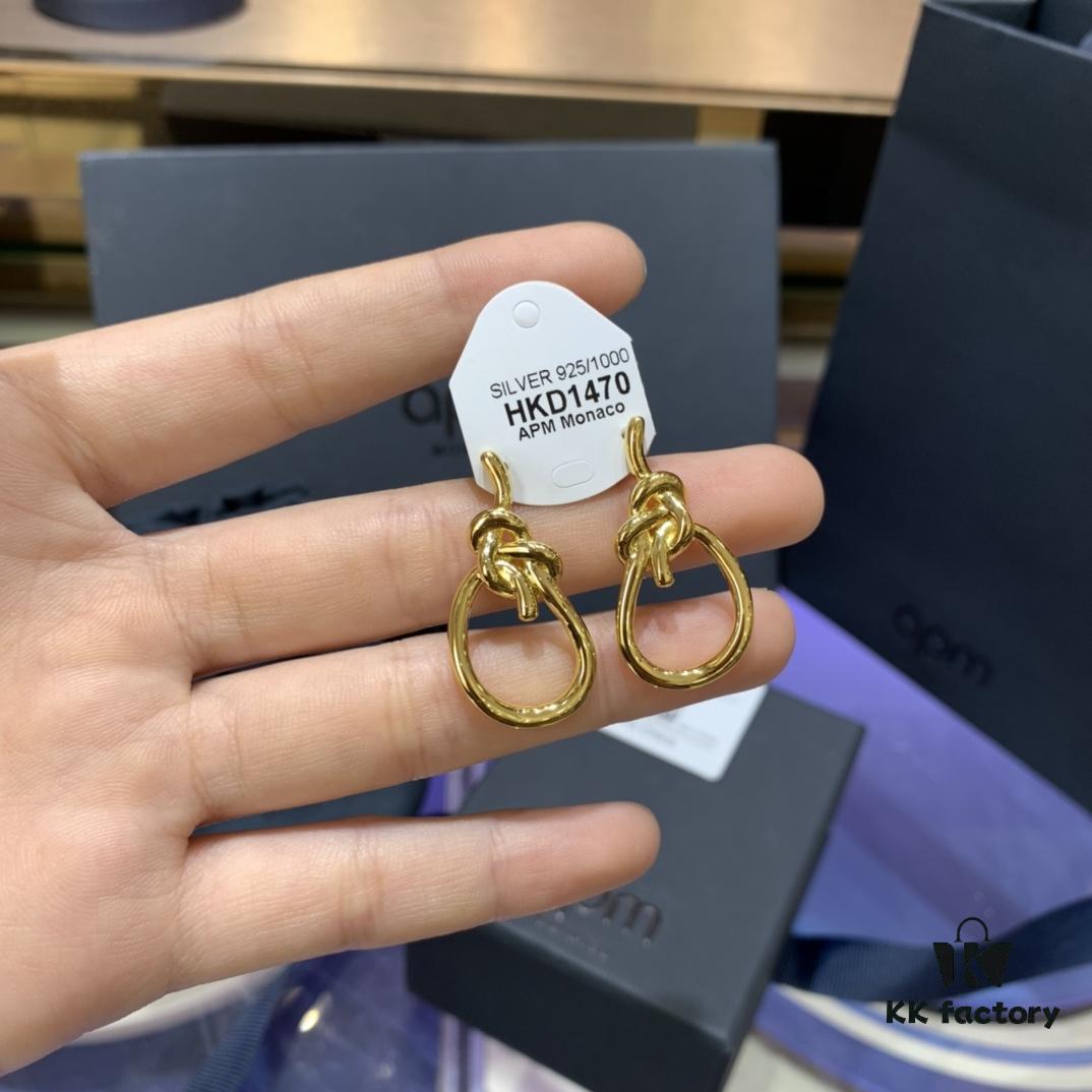 A-Monaco New Arrival Tangled Knot Earrings for Women, Stylish Gold Geometric Studs, Fashionable European and American Ins Style Ear Accessories
