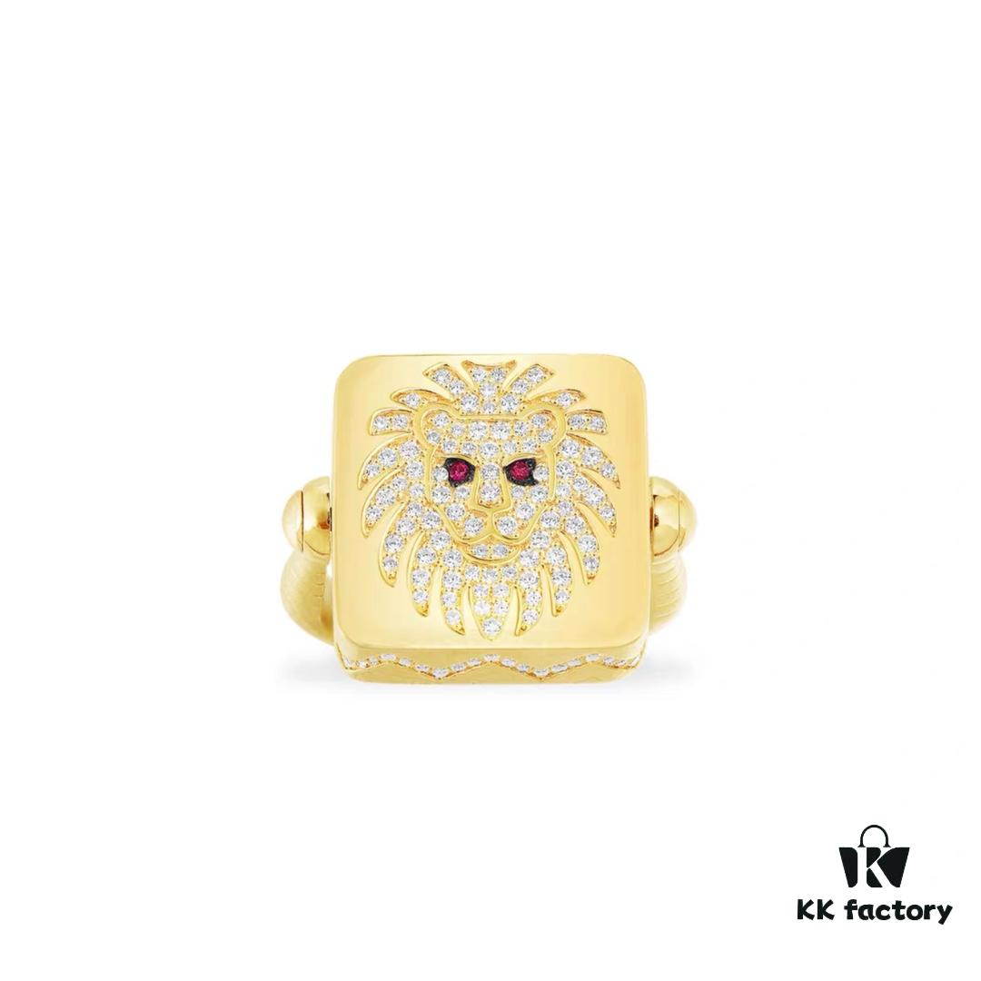 A Monaco New Arrival Guardian Leo Square Luxury Ring Bracelet for Women - Unique Zodiac Lion Signet Ring