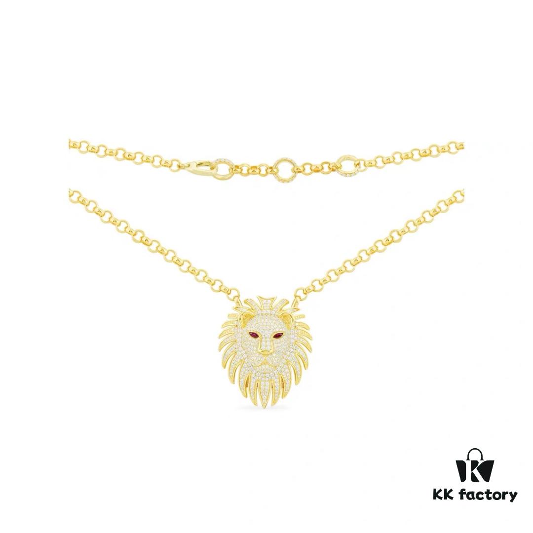 A Monaco New Arrival Leo Guardian Necklace for Women, Luxurious Little Lion Pendant Collarbone Chain Choker