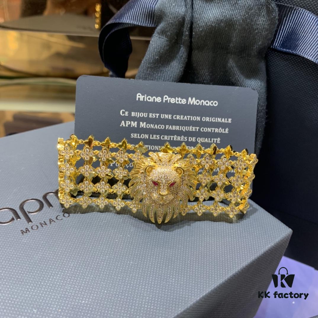 A Brand Monaco Lion Head Bold Bracelet, Retro Gold Bracelet, Elegant and High-End