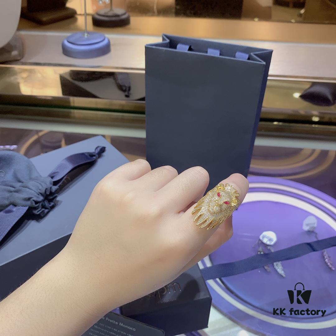 A's Monaco Golden Lion Ring for Women - Exotic Design, Minimalist Small Lion Decorative Index Finger Ring