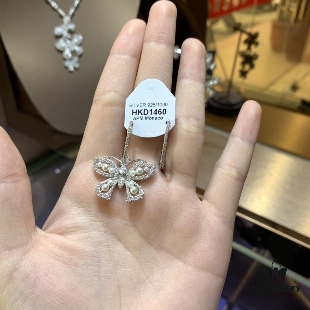 A Monaco Asymmetric Butterfly Pearl Earrings, Extremely Flattering and Elegant