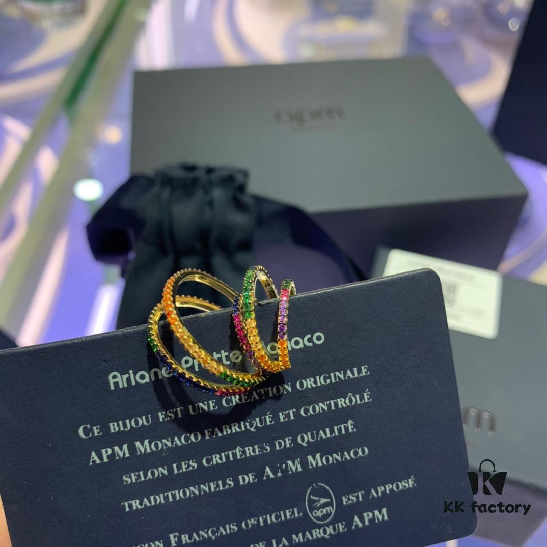 A Brand Monaco Single Colorful Multi-loop Rainbow Ear Cuff for Women, Fashion No-Piercing Earrings, Valentine's Day Gift