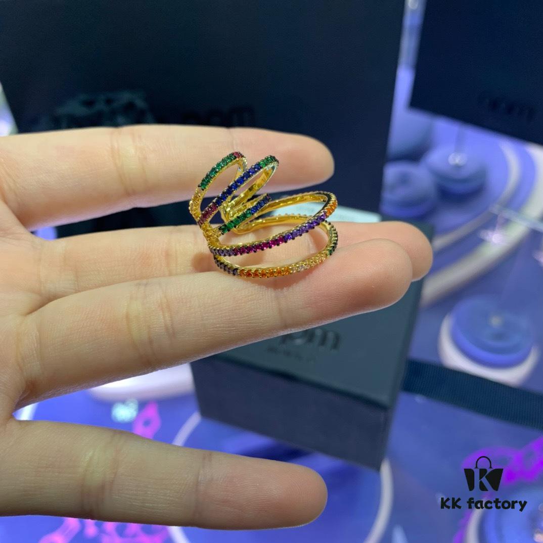 A Brand Monaco Single Colorful Multi-loop Rainbow Ear Cuff for Women, Fashion No-Piercing Earrings, Valentine's Day Gift