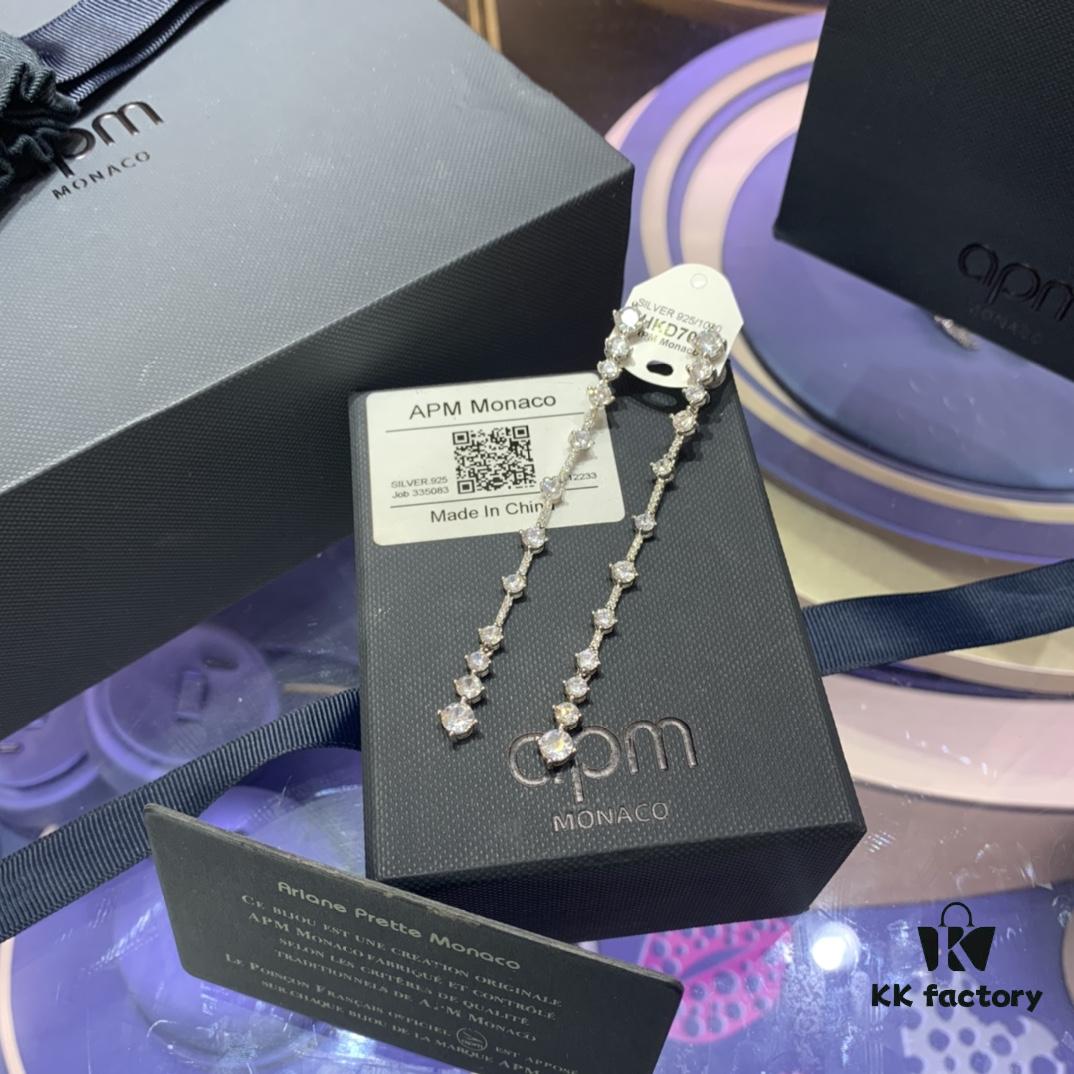 A Family Monaco Minimalist Line Elegant Micro-Paved Zircon Earrings, Fairy-like