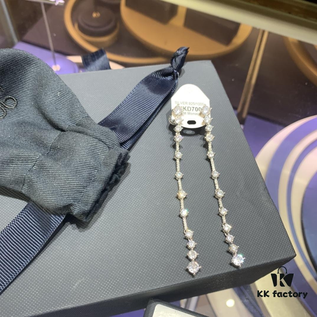 A Family Monaco Minimalist Line Elegant Micro-Paved Zircon Earrings, Fairy-like