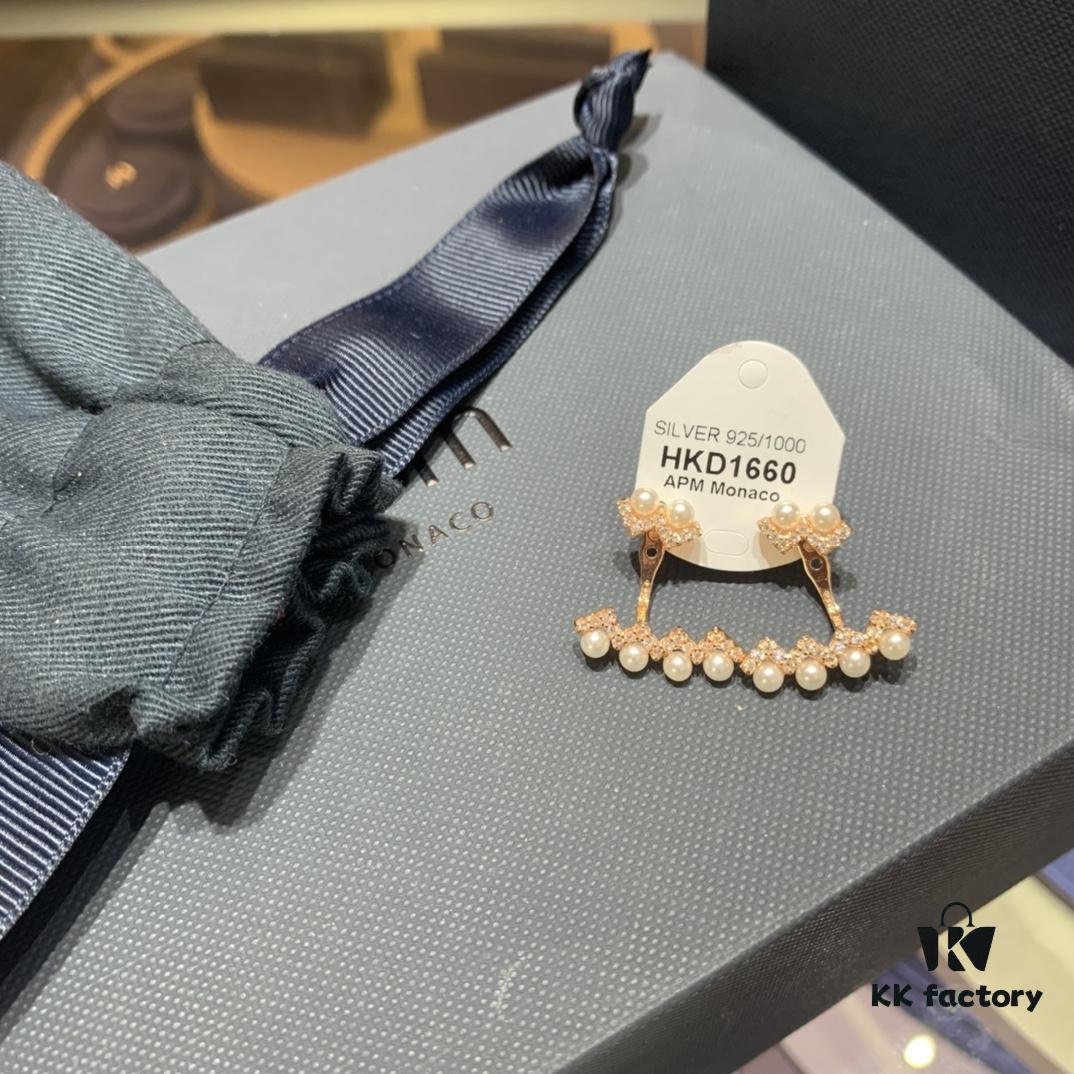 A Monaco Rose Gold Wave Pearl Earrings, Elegant and Stylish Women's Jewelry