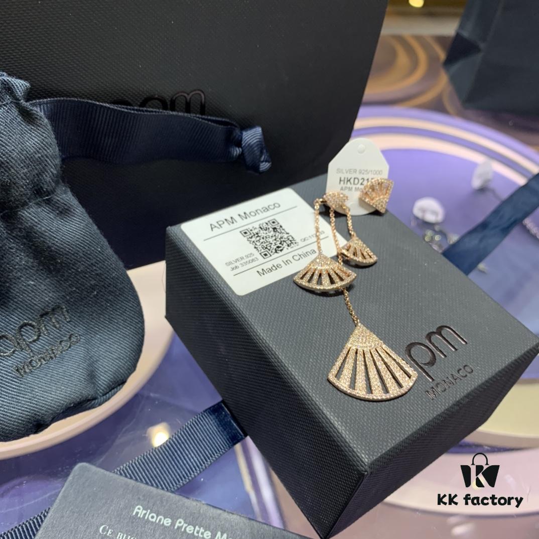 A Family Monaco Rose Gold Golden Fan-Shaped Drop Earrings, Simple and Elegant, Versatile Matching, Perfect Gift for Your Girlfriend
