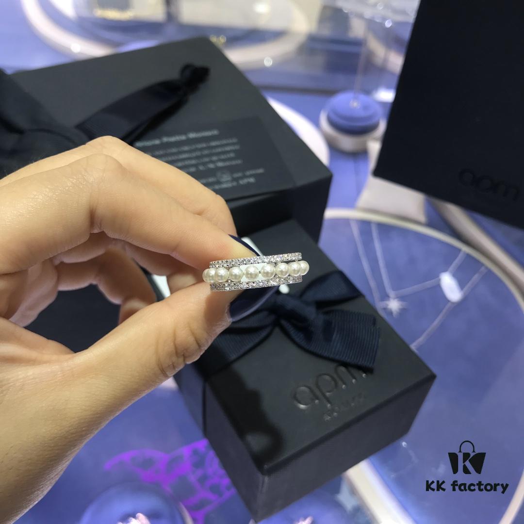 New Arrival 💕💕 A's Monaco Diamond-Encrusted Pearl Ring, Casual and Versatile Style, Perfect Gift for Her on 520