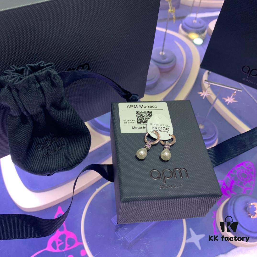 A Brand Monaco Pearl with Purple Stone Earrings, Fashionable and Minimalist Style, Ideal Gift for Valentine's Day