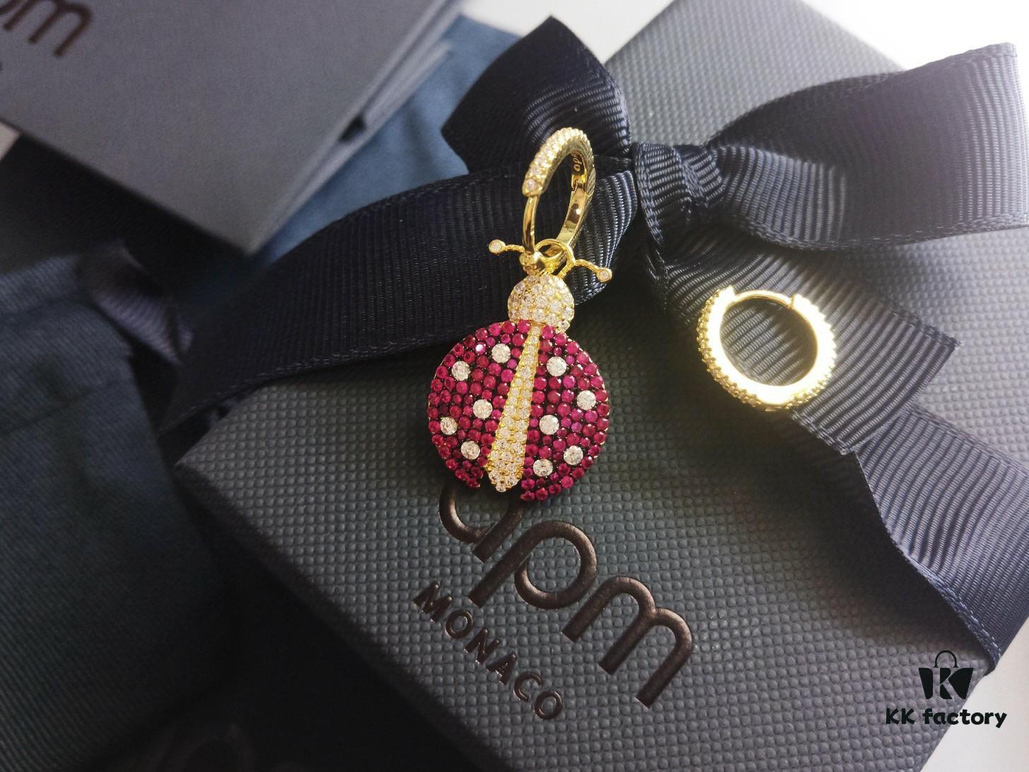 A-Home Monaco Golden Asymmetric Ladybug Earrings for Women, Elegant French-style Jewelry, Stylish and Unique Drop Earrings