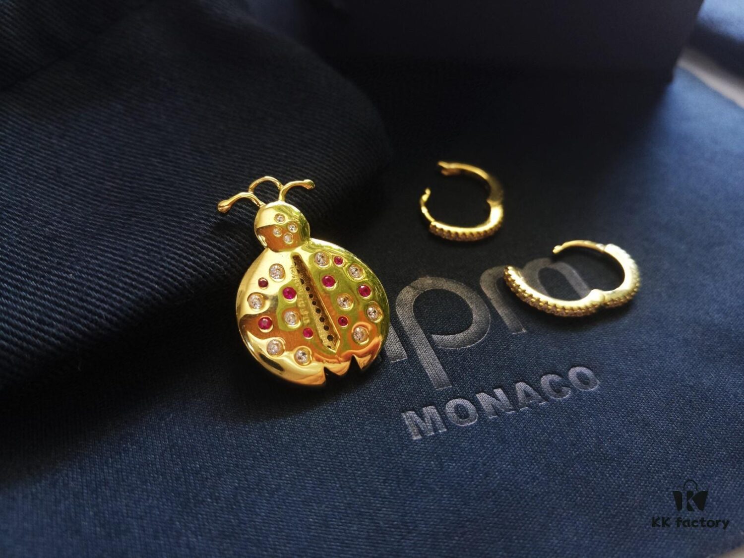 A-Home Monaco Golden Asymmetric Ladybug Earrings for Women, Elegant French-style Jewelry, Stylish and Unique Drop Earrings