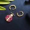 A-Home Monaco Golden Asymmetric Ladybug Earrings for Women, Elegant French-style Jewelry, Stylish and Unique Drop Earrings