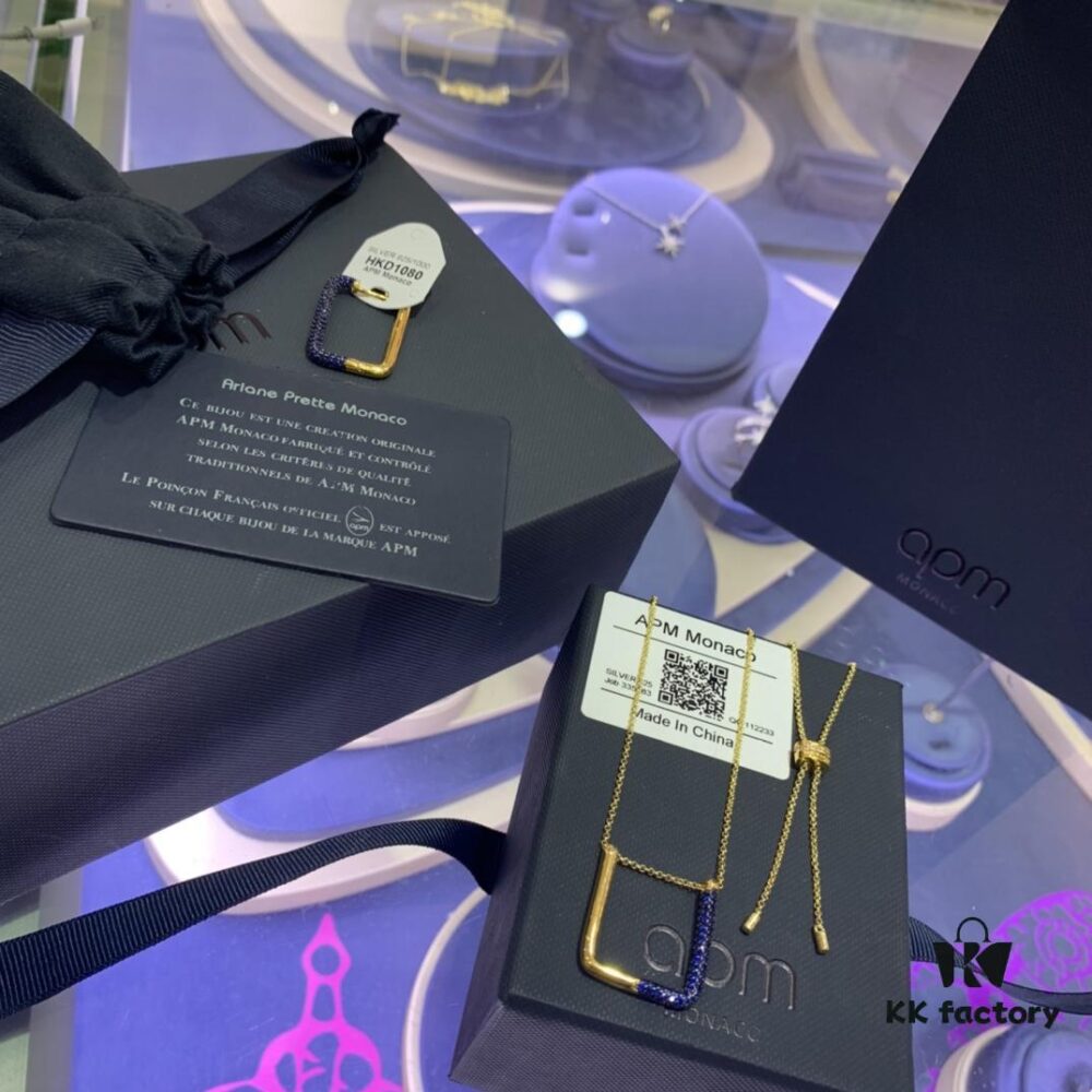 March New Arrival 💕 A Family Monaco Teal Blue Square Geometric Necklace and Single Earring for Women, Elegant Collarbone Pendant, Gift for Girlfriend