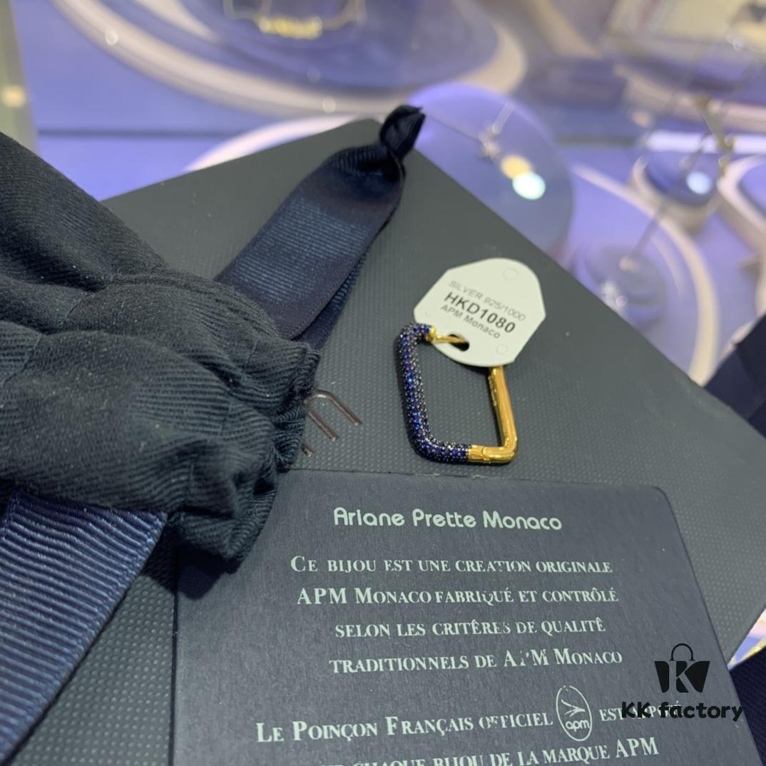 March New Arrival 💕 A Family Monaco Teal Blue Square Geometric Necklace and Single Earring for Women, Elegant Collarbone Pendant, Gift for Girlfriend