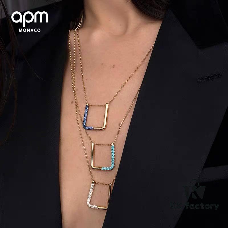 March New Arrival 💕💕 A Monaco Lake Blue Square Geometric Necklace for Women, Elegant Collarbone Pendant Jewelry Gift for Girlfriend