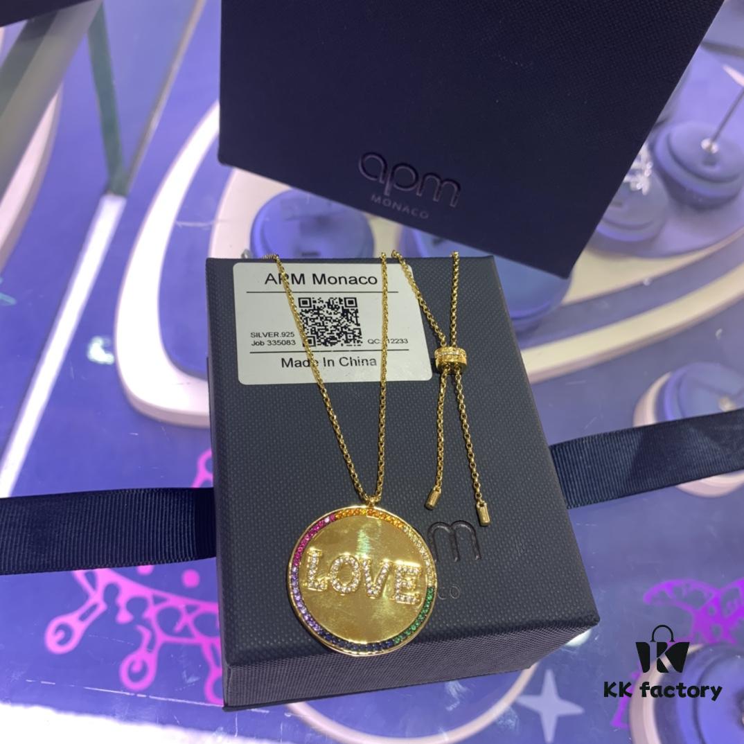 A Monaco Rainbow Letter Necklace for Women, Custom Couple Pendant Collar Gift for Girlfriend, European and American Style