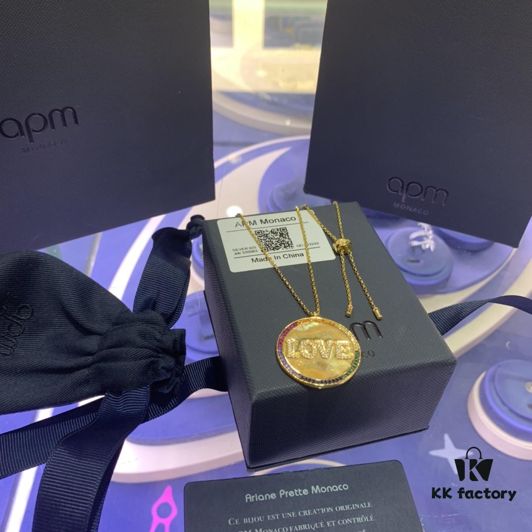 A Monaco Rainbow Letter Necklace for Women, Custom Couple Pendant Collar Gift for Girlfriend, European and American Style