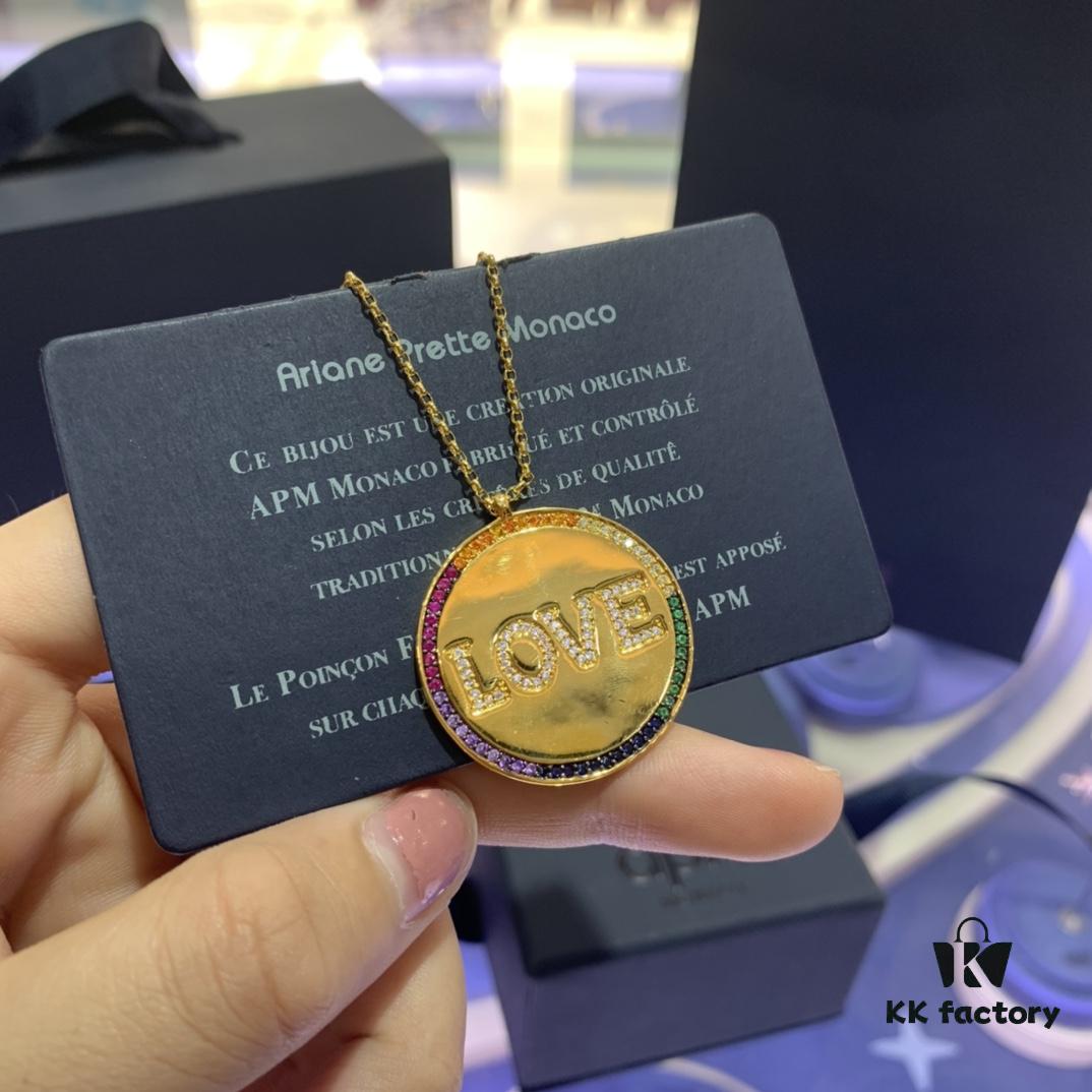 A Monaco Rainbow Letter Necklace for Women, Custom Couple Pendant Collar Gift for Girlfriend, European and American Style