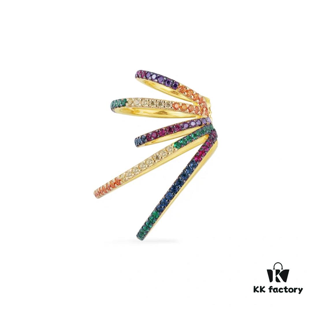 New Arrival 💕 A's Monaco Single Colorful Multi-loop Rainbow Ear Cuff for Women, Fashion No-Pierced Earrings, Valentine's Day Gift