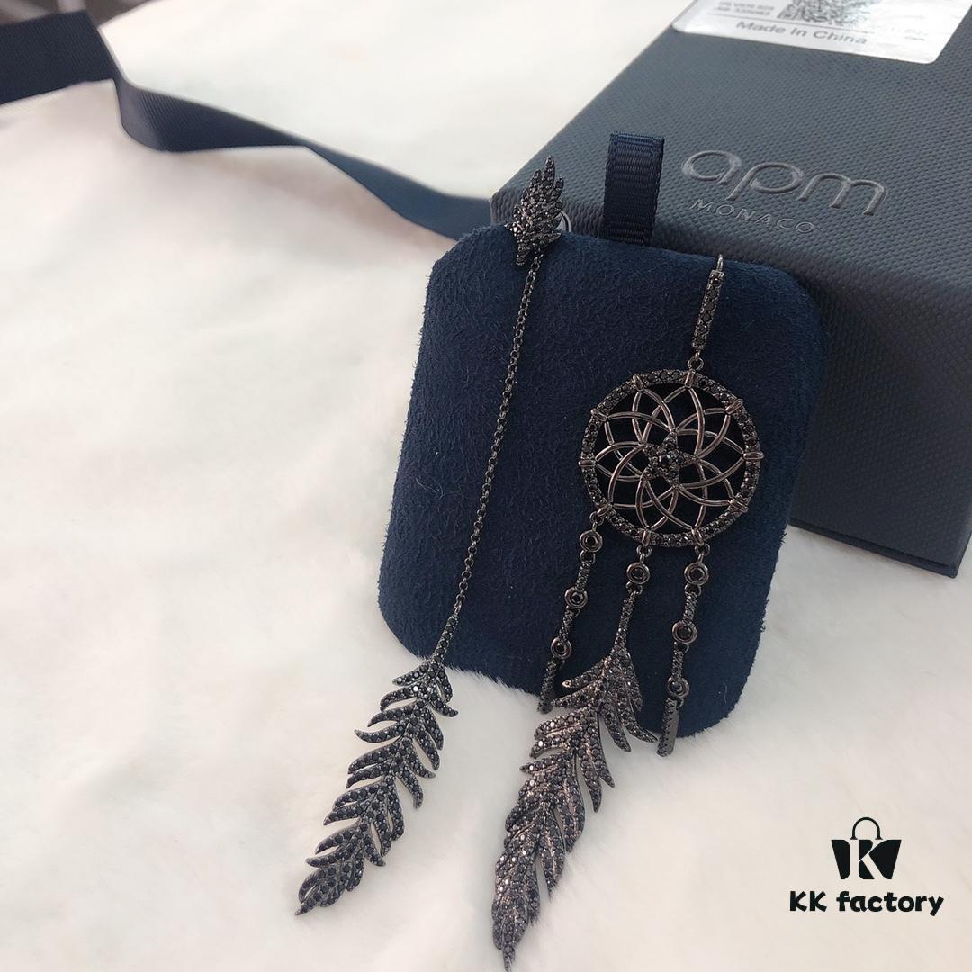 APM Monaco Asymmetrical Dreamcatcher Earrings for Women, Cool Black Tribal Design Hollow Feather Earrings
