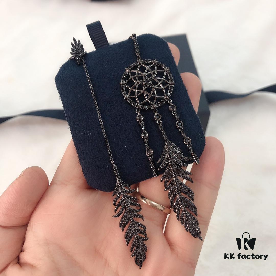 APM Monaco Asymmetrical Dreamcatcher Earrings for Women, Cool Black Tribal Design Hollow Feather Earrings