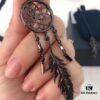APM Monaco Asymmetrical Dreamcatcher Earrings for Women, Cool Black Tribal Design Hollow Feather Earrings