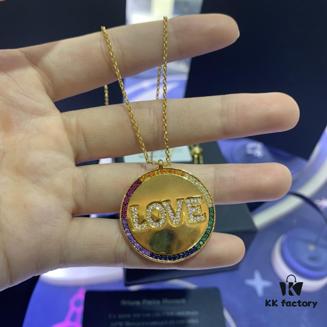 A Monaco Rainbow Letter Necklace for Women, Custom Couple Pendant Collar Gift for Girlfriend, European and American Style