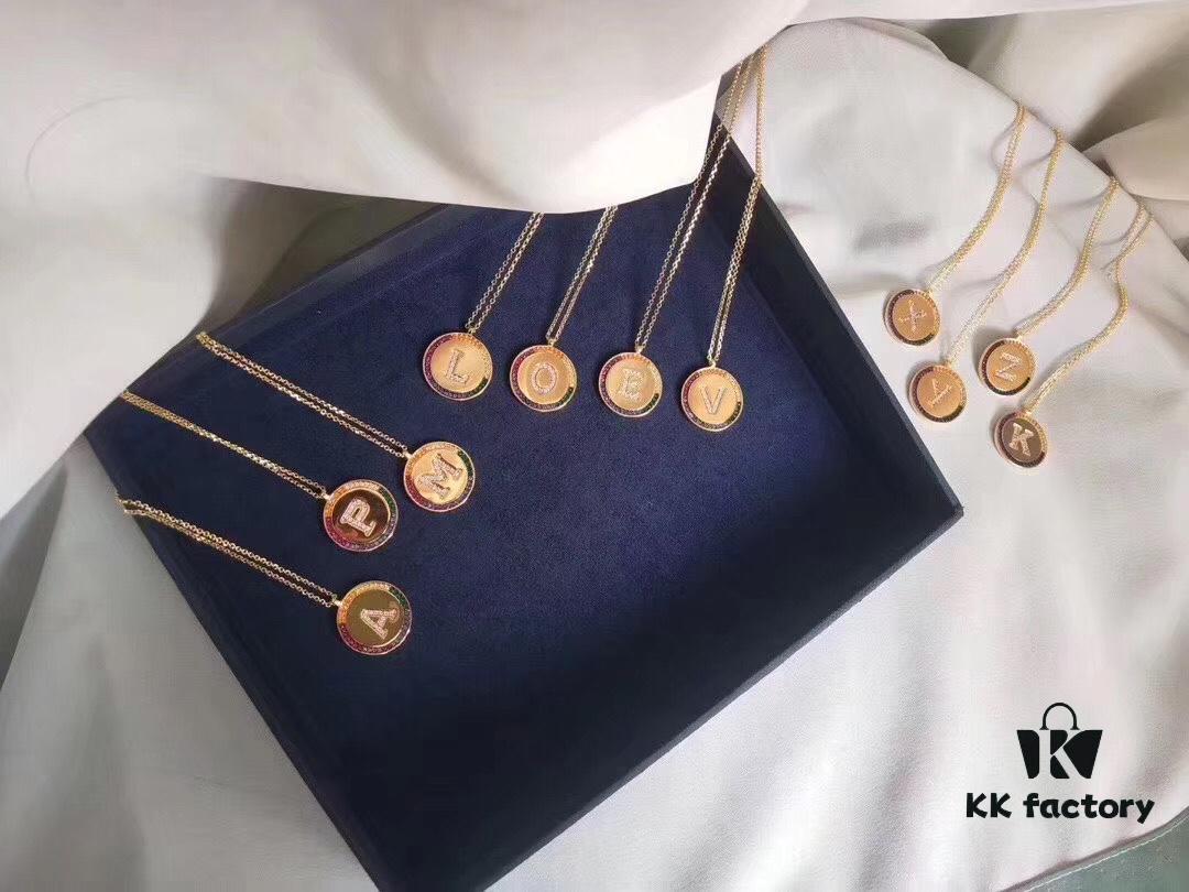 APM Monaco 💕💕🌈🌈 Rainbow Necklace with Custom Letter Engraving, Fairy-Like Pendant, Essential Summer Collarbone Chain for Couples