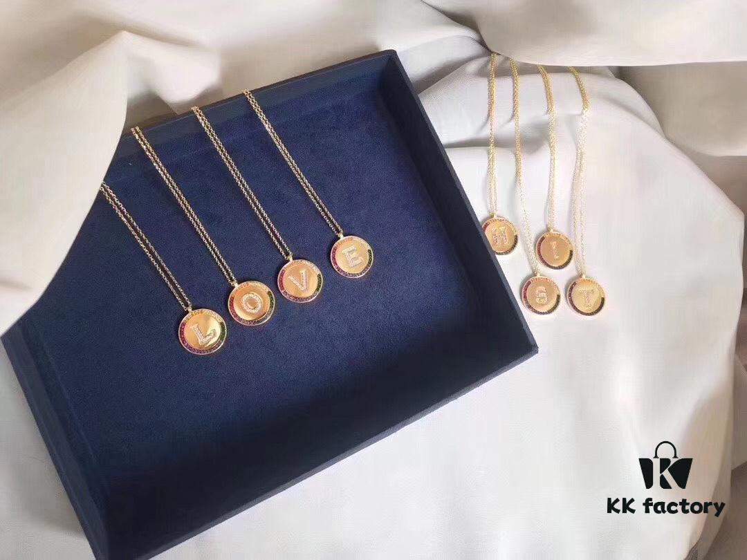 APM Monaco 💕💕🌈🌈 Rainbow Necklace with Custom Letter Engraving, Fairy-Like Pendant, Essential Summer Collarbone Chain for Couples