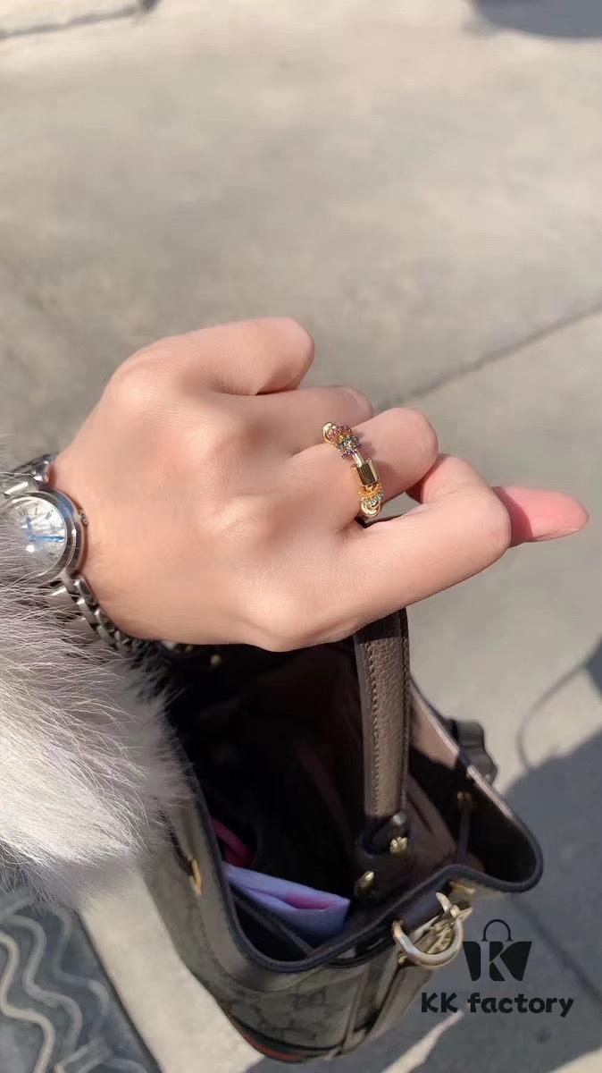 APM Monaco Good Fortune Ring for Women, Rose Gold New Design with Moving Element, Friendship Ring