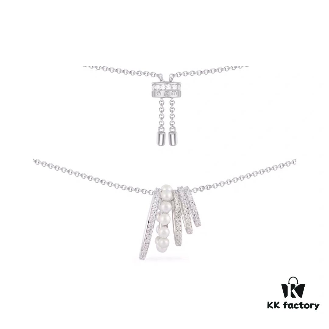 A Brand Monaco Multi-layer Decorative Pearl Waist Necklace for Women, Elegant Fashion Choker Silver Neck Chain